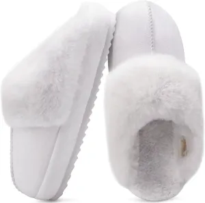 KuaiLu Womens House Platform Slippers Warm Faux Suede Fuzzy Thick Cushioned Yoga Foam Shoes Ladies Slipper Home Lightweight Slip on Indoor Outdoor Non-Slip Hard Sole