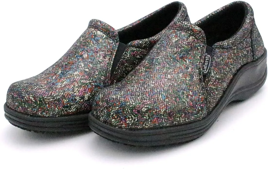 Laforst Jodie 7005 Leather Nonslip Waitress Slip On Clog Water Resistant