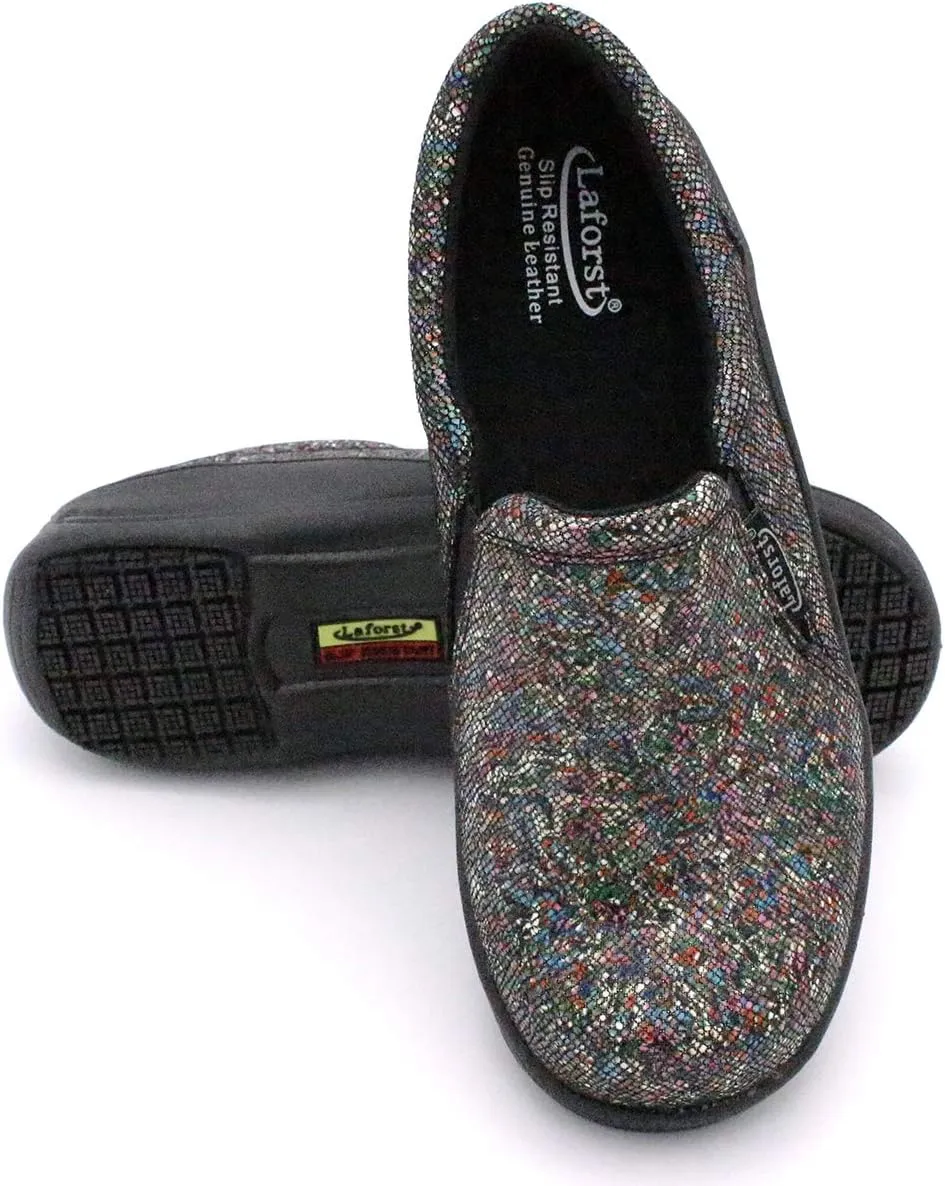 Laforst Jodie 7005 Leather Nonslip Waitress Slip On Clog Water Resistant