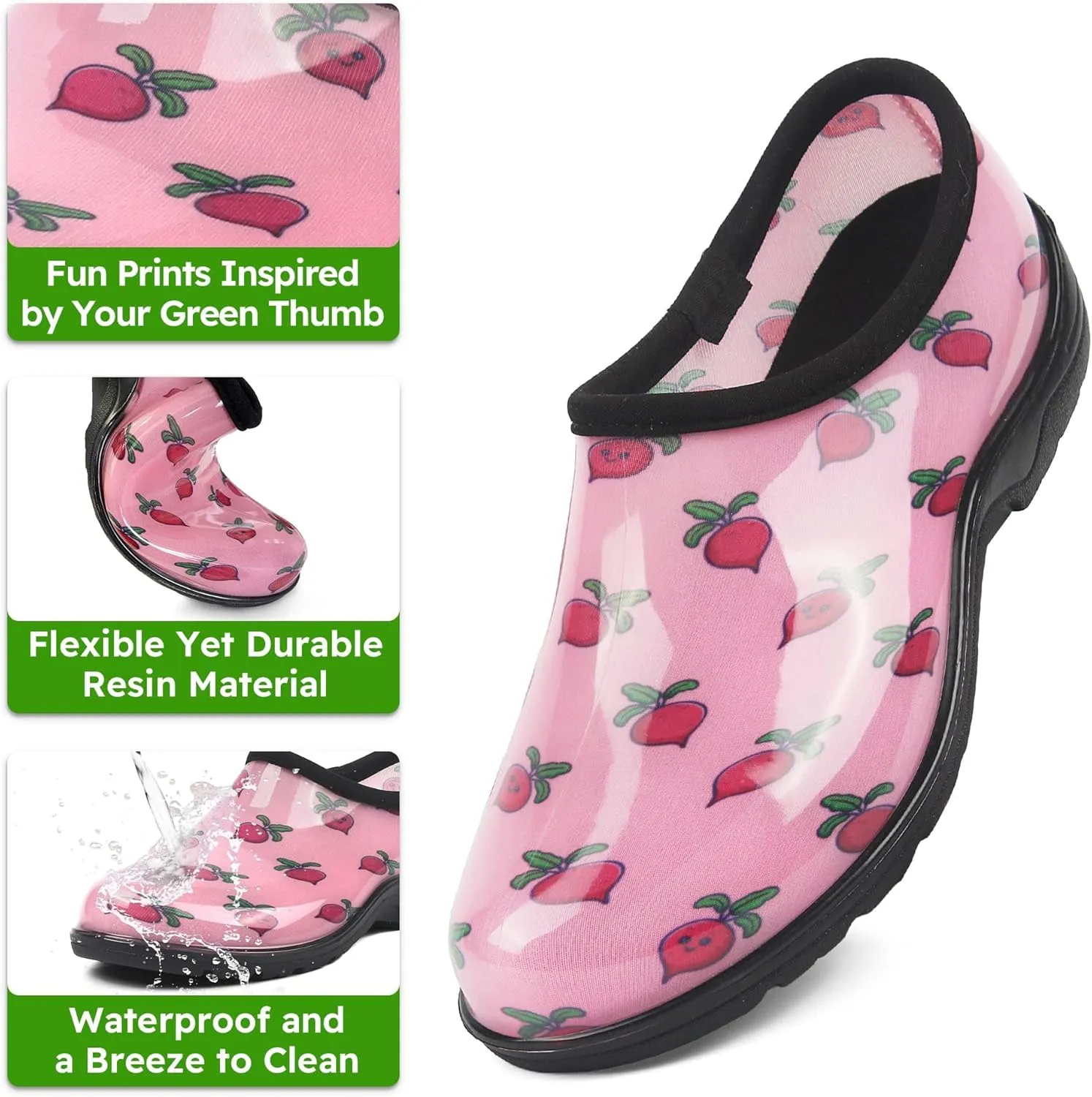 landchief Women's Garden Shoes Waterproof Garden Clogs for Women, Comfortable Slip-on Shoes with Cushioned Insole, Non-Slip Work Shoes for Women Outdoor, Gardening and Yard
