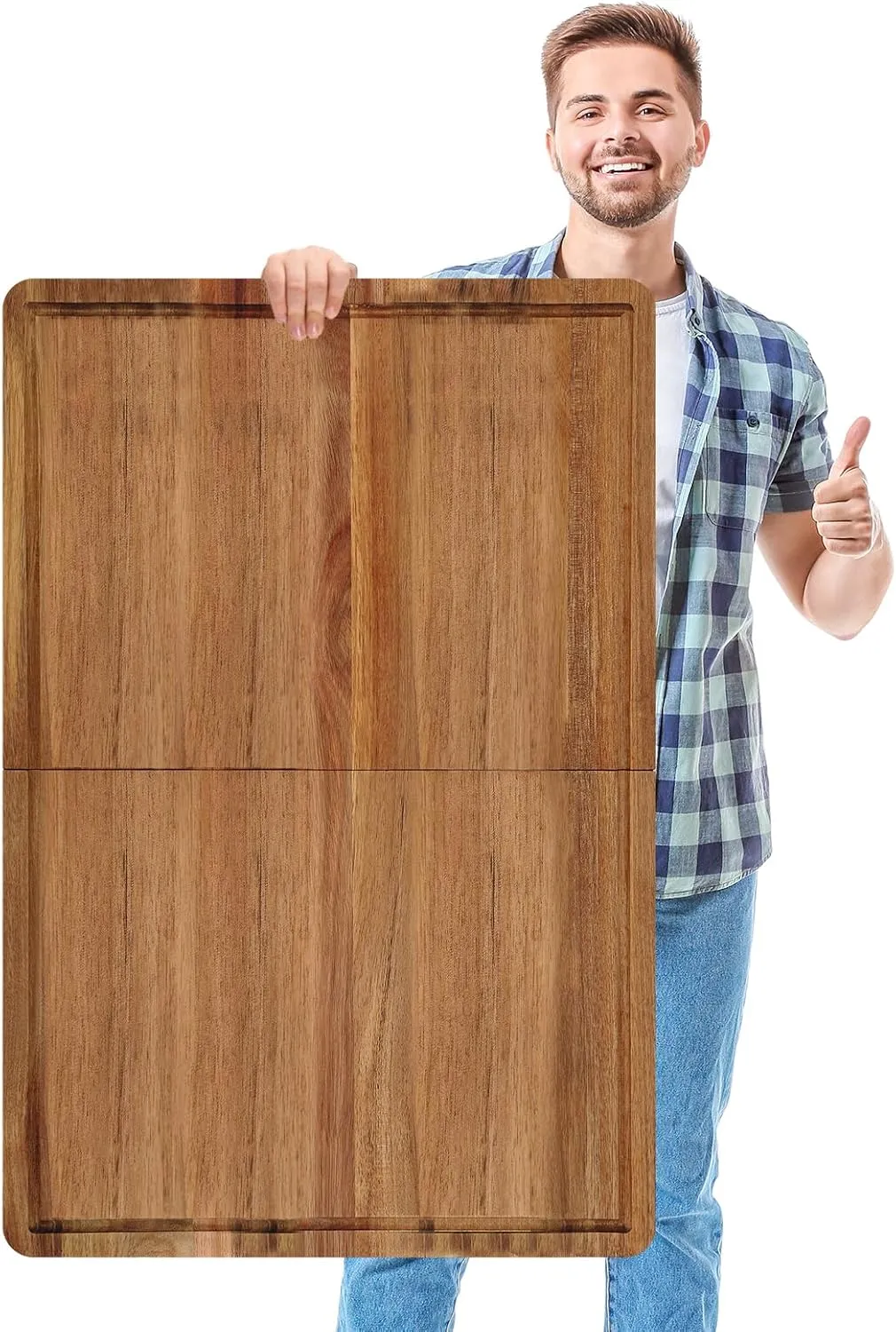 Large Foldable Cutting Board for Kitchen Acacia Charcuterie Board Cheese Platter Serving Tray Food Prep and Serving Platter with Functional Groove for Meat Cheese Appetizers(24 x 16 Inch)