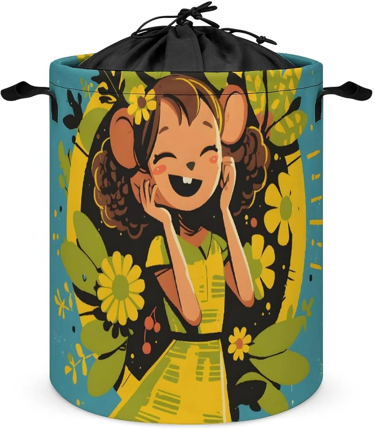 Laundry Hampers, Large Drawstring Laundry Bag, Removable Laundry Bags, Collapsible Storage Bin with Handles for Home Organization, Kids Room, Nursery Art