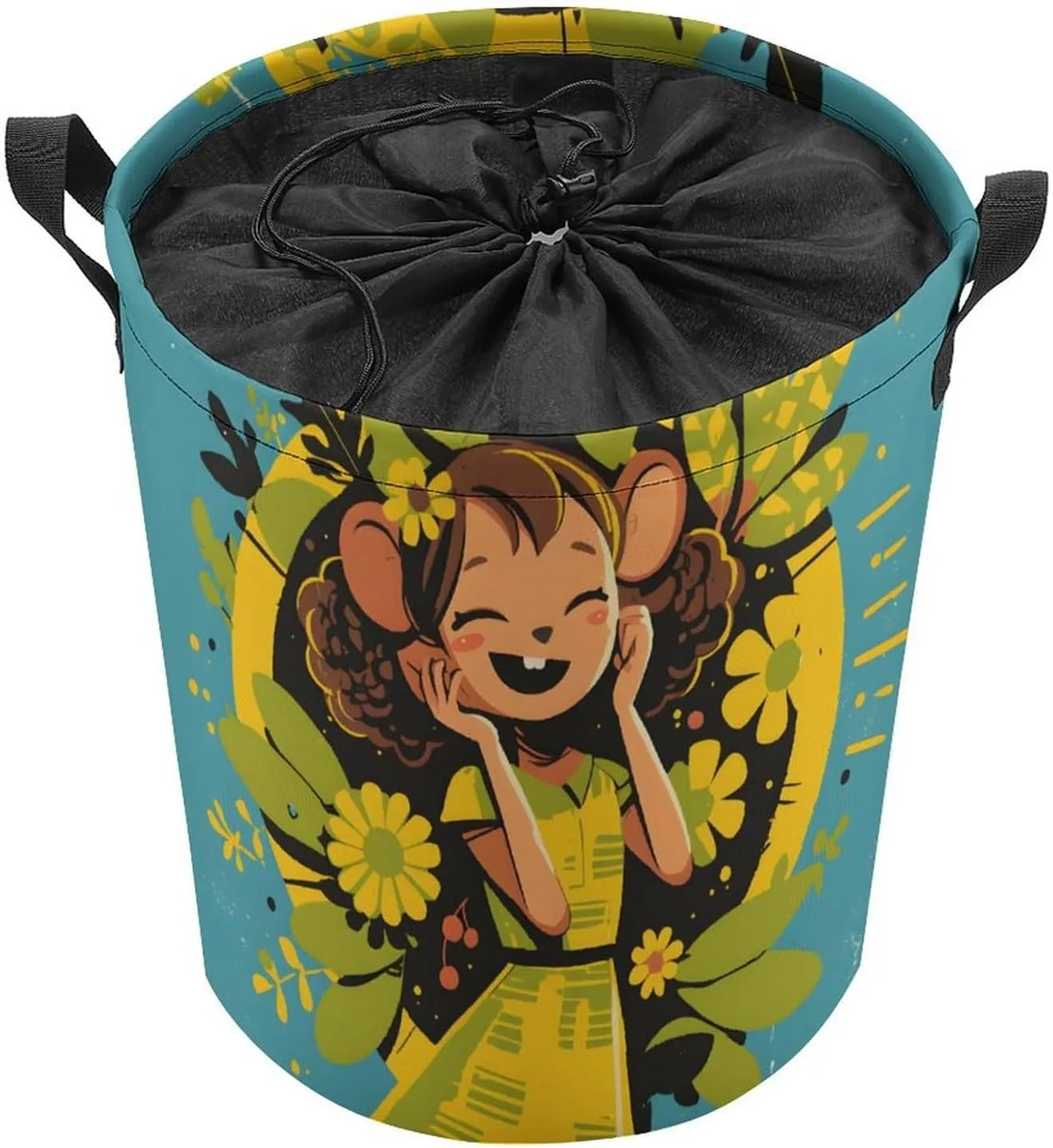 Laundry Hampers, Large Drawstring Laundry Bag, Removable Laundry Bags, Collapsible Storage Bin with Handles for Home Organization, Kids Room, Nursery Art