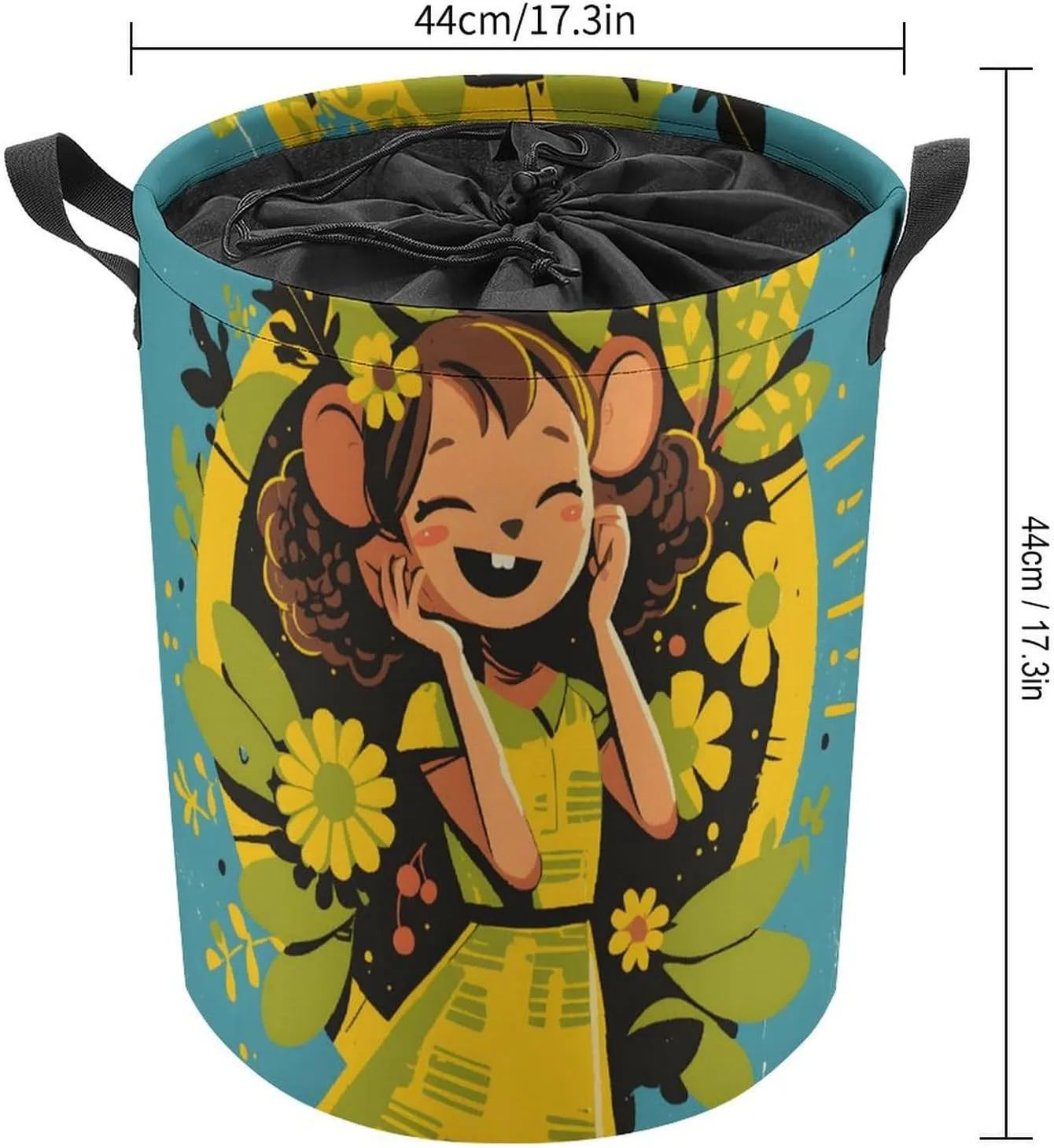 Laundry Hampers, Large Drawstring Laundry Bag, Removable Laundry Bags, Collapsible Storage Bin with Handles for Home Organization, Kids Room, Nursery Art