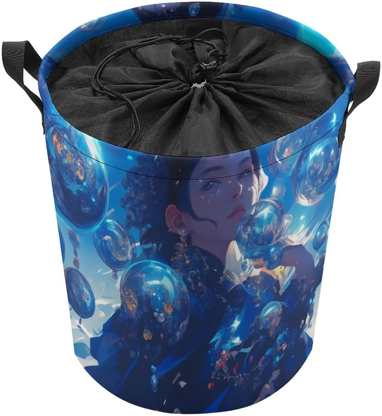 Laundry Hampers, Large Drawstring Laundry Bag, Removable Laundry Bags, Collapsible Storage Bin with Handles for Home Organization, Kids Room, Nursery Art