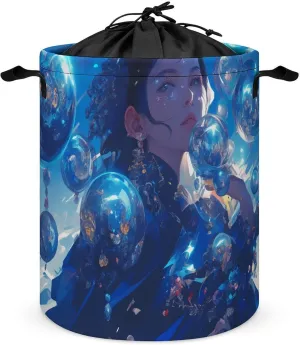 Laundry Hampers, Large Drawstring Laundry Bag, Removable Laundry Bags, Collapsible Storage Bin with Handles for Home Organization, Kids Room, Nursery Art