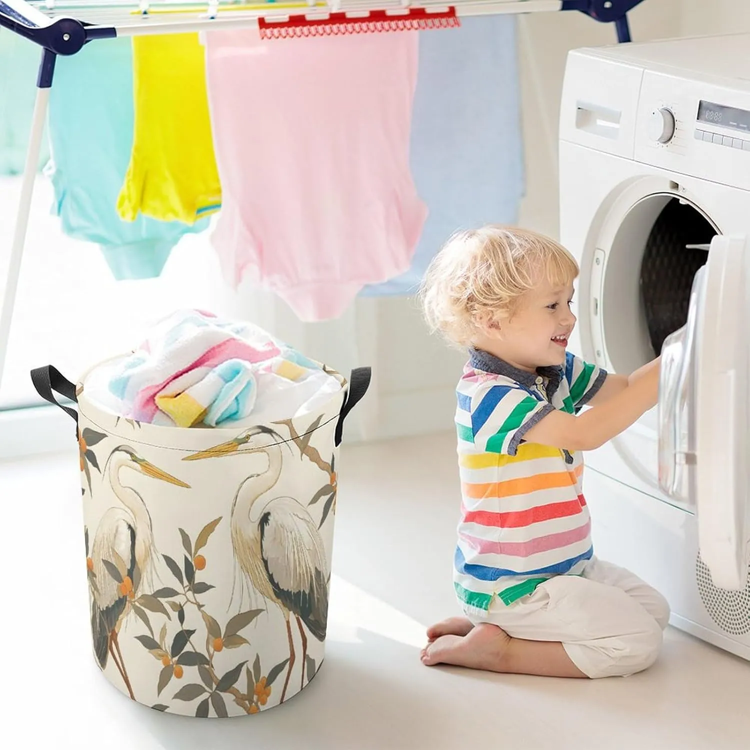 Laundry Hampers, Large Drawstring Laundry Bag, Removable Laundry Bags, Collapsible Storage Bin with Handles for Home Organization, Kids Room, Nursery Beak