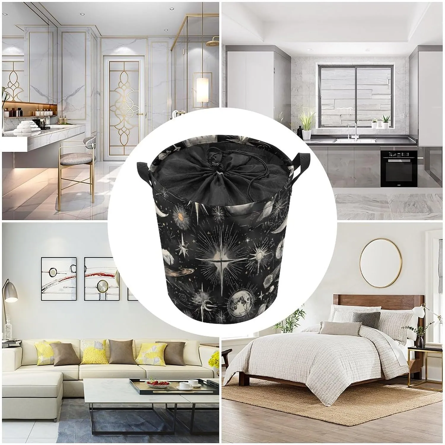 Laundry Hampers, Large Drawstring Laundry Bag, Removable Laundry Bags, Collapsible Storage Bin with Handles for Home Organization, Kids Room, Nursery Branch