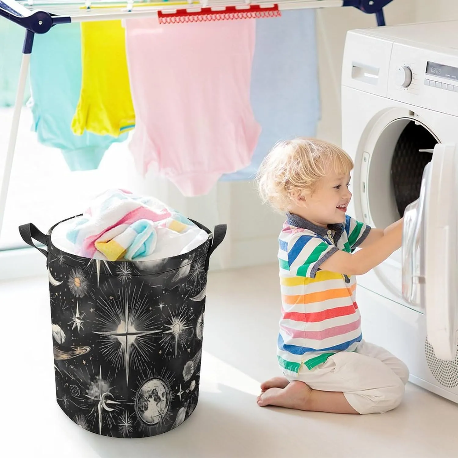 Laundry Hampers, Large Drawstring Laundry Bag, Removable Laundry Bags, Collapsible Storage Bin with Handles for Home Organization, Kids Room, Nursery Branch