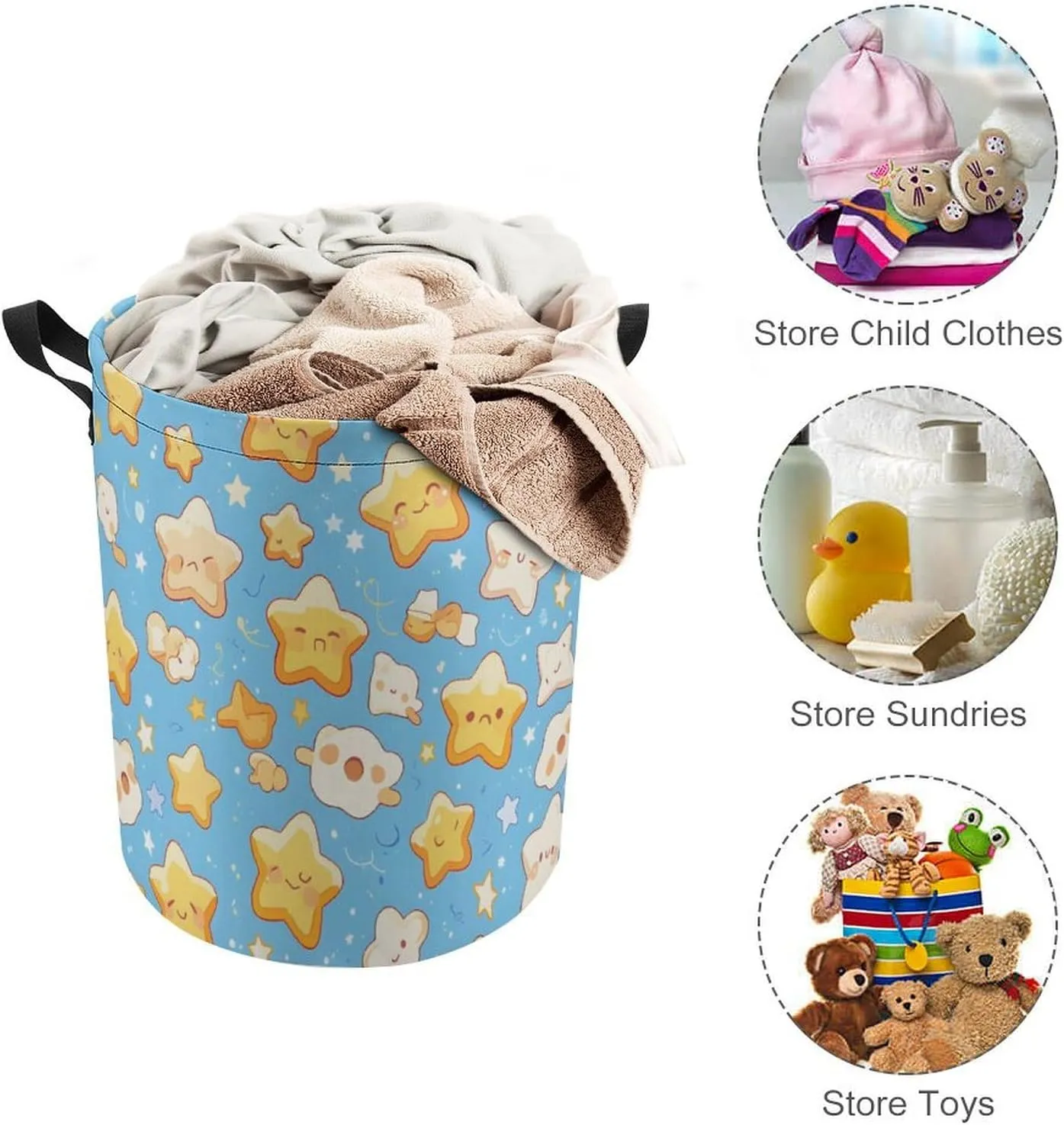 Laundry Hampers, Large Drawstring Laundry Bag, Removable Laundry Bags, Collapsible Storage Bin with Handles for Home Organization, Kids Room, Nursery Design
