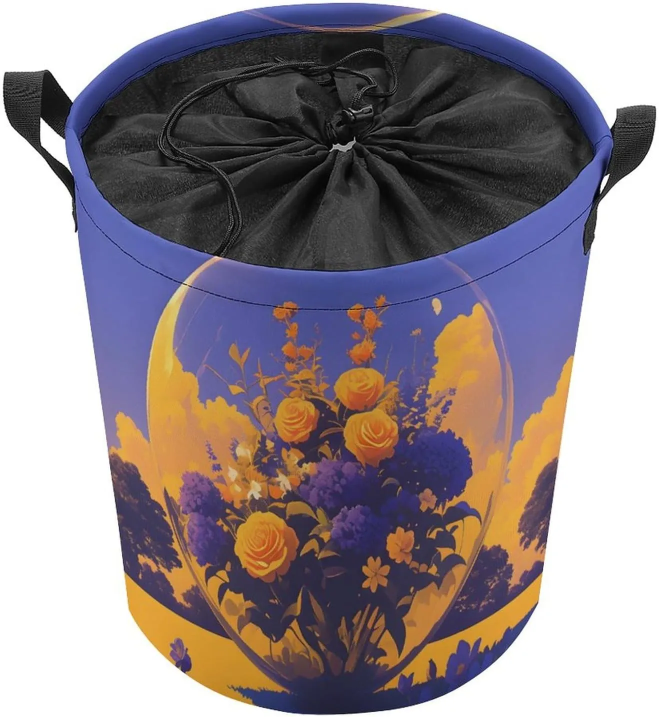 Laundry Hampers, Large Drawstring Laundry Bag, Removable Laundry Bags, Collapsible Storage Bin with Handles for Home Organization, Kids Room, Nursery Font