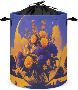 Laundry Hampers, Large Drawstring Laundry Bag, Removable Laundry Bags, Collapsible Storage Bin with Handles for Home Organization, Kids Room, Nursery Font