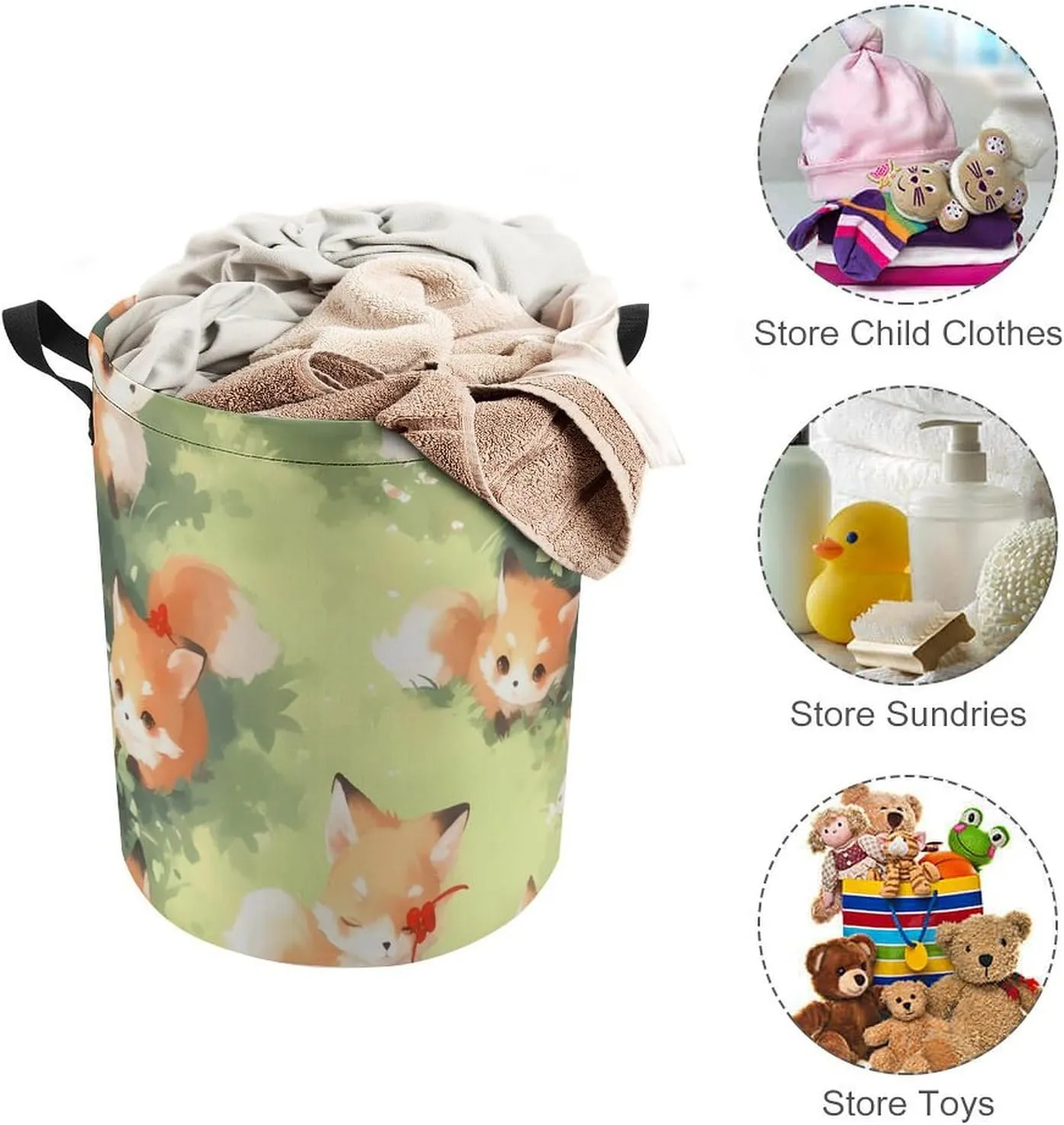 Laundry Hampers, Large Drawstring Laundry Bag, Removable Laundry Bags, Collapsible Storage Bin with Handles for Home Organization, Kids Room, Nursery Grass