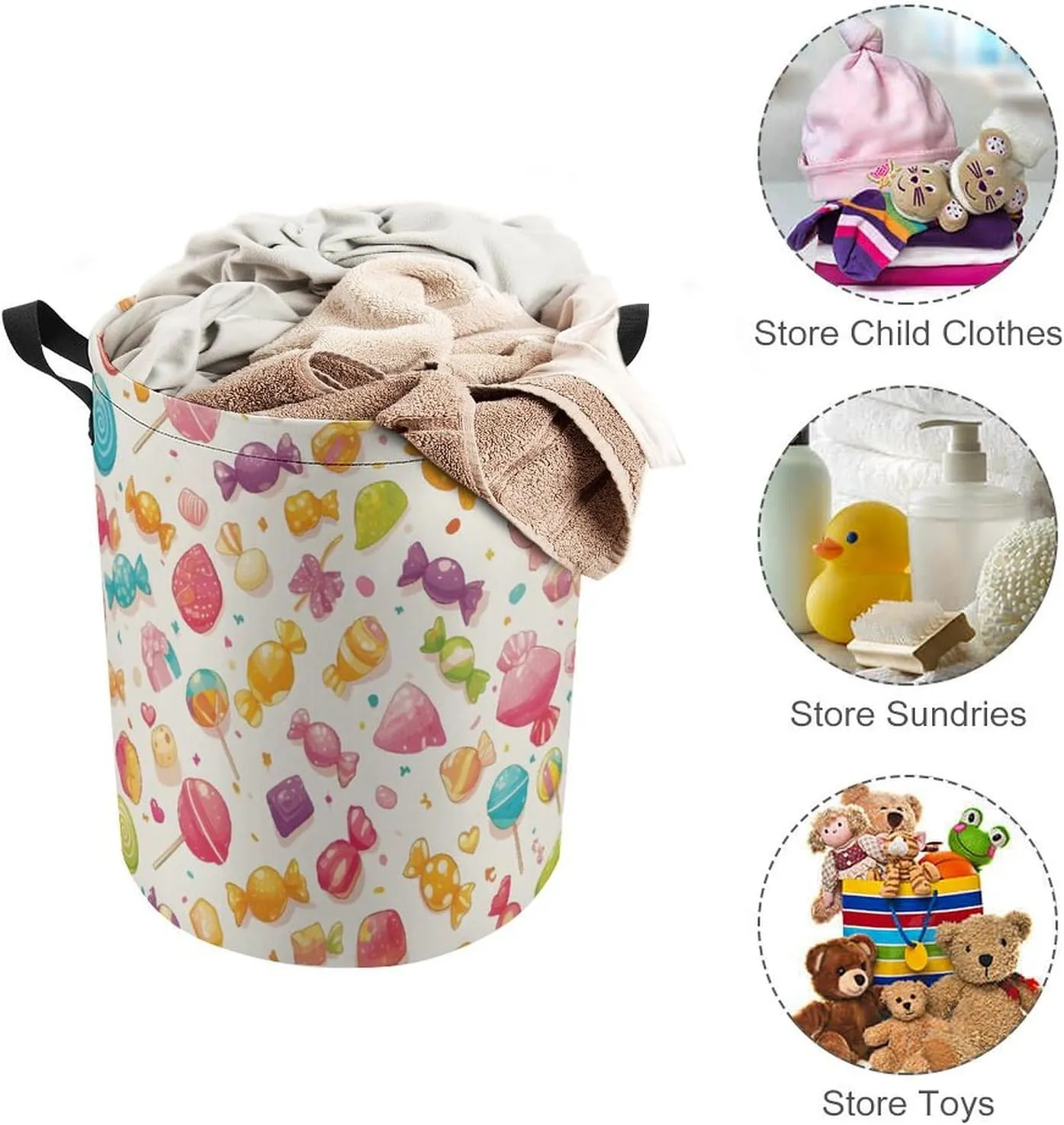 Laundry Hampers, Large Drawstring Laundry Bag, Removable Laundry Bags, Collapsible Storage Bin with Handles for Home Organization, Kids Room, Nursery Magenta