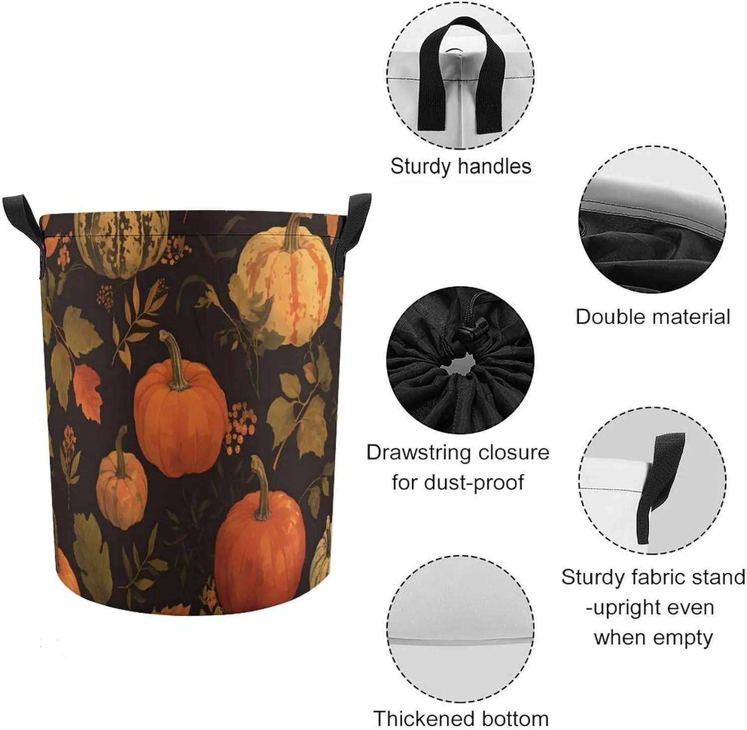 Laundry Hampers, Large Drawstring Laundry Bag, Removable Laundry Bags, Collapsible Storage Bin with Handles for Home Organization, Kids Room, Nursery Nature