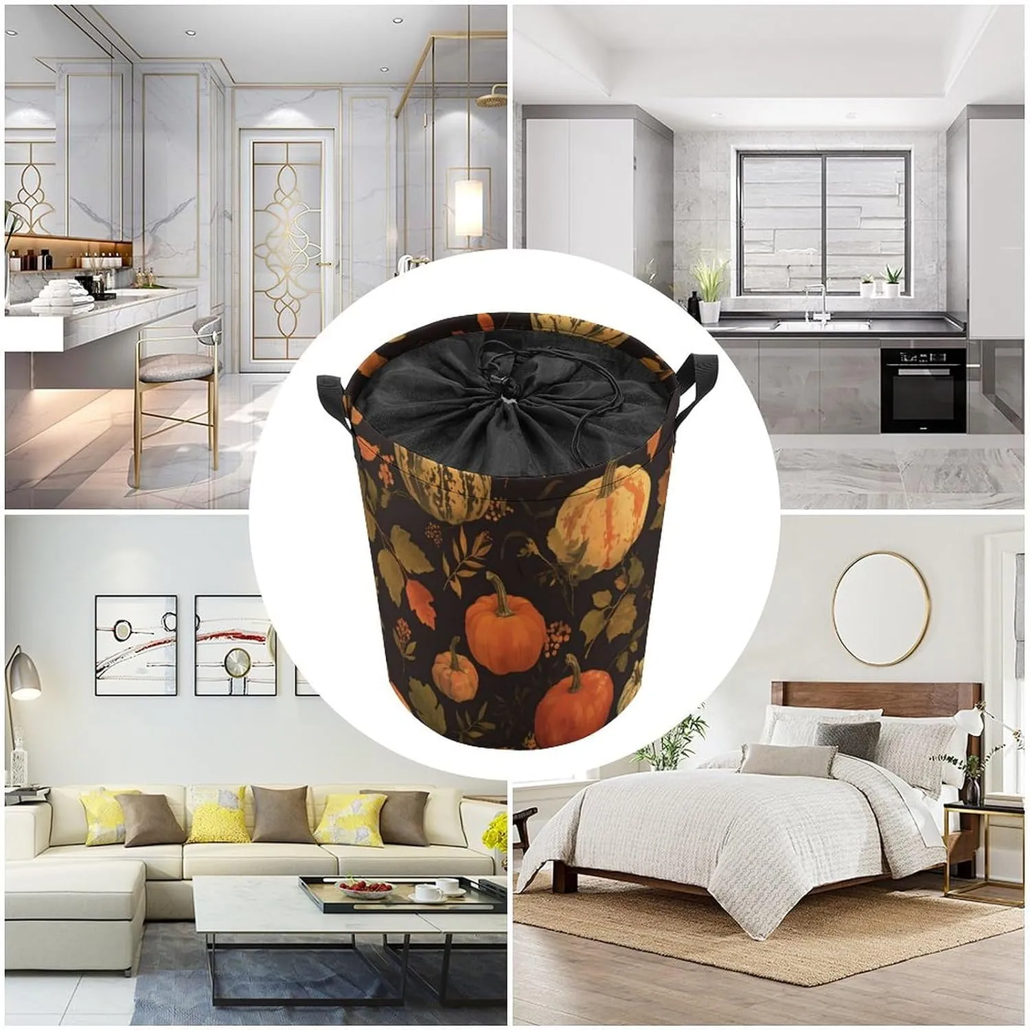 Laundry Hampers, Large Drawstring Laundry Bag, Removable Laundry Bags, Collapsible Storage Bin with Handles for Home Organization, Kids Room, Nursery Nature