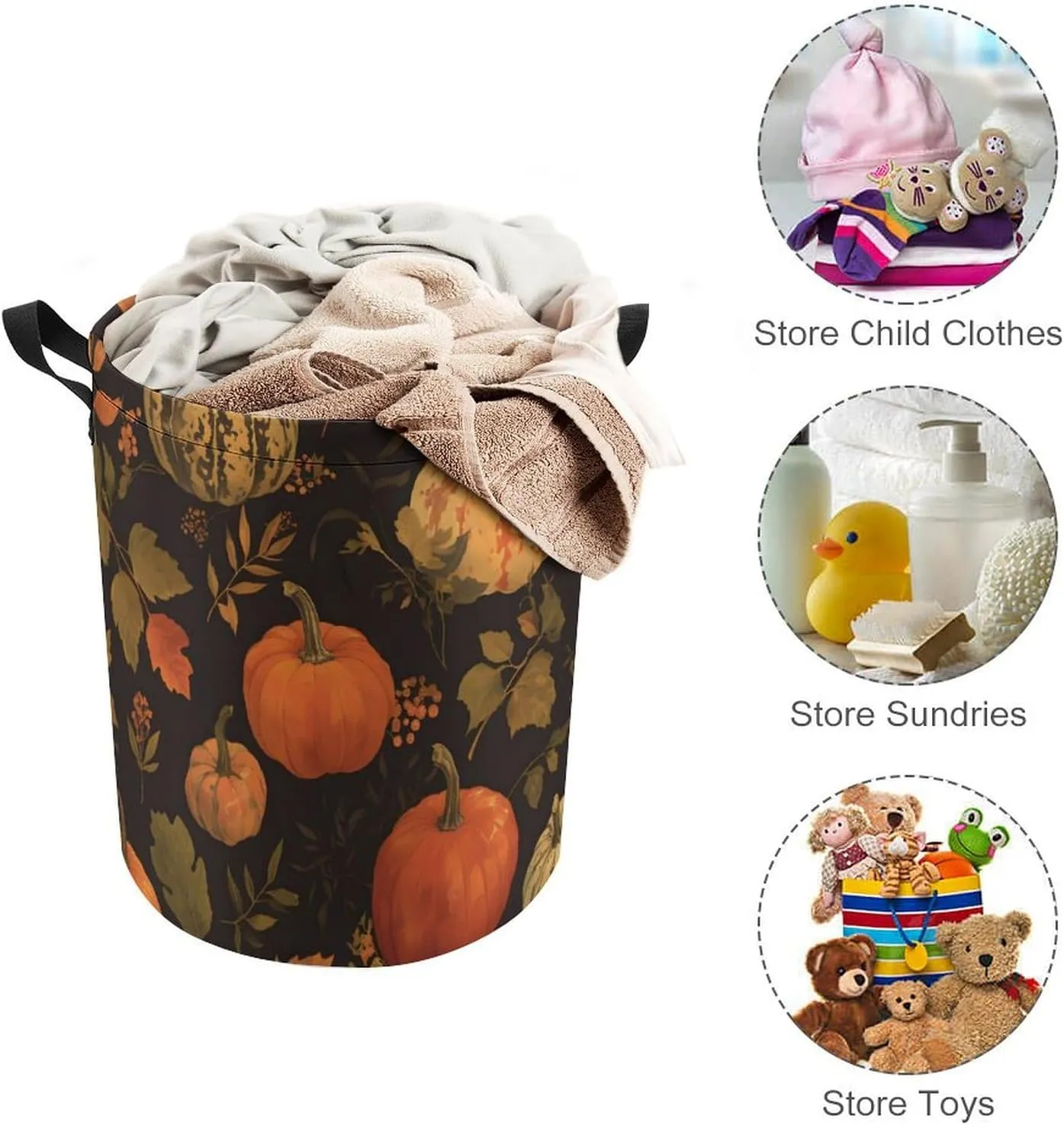 Laundry Hampers, Large Drawstring Laundry Bag, Removable Laundry Bags, Collapsible Storage Bin with Handles for Home Organization, Kids Room, Nursery Nature