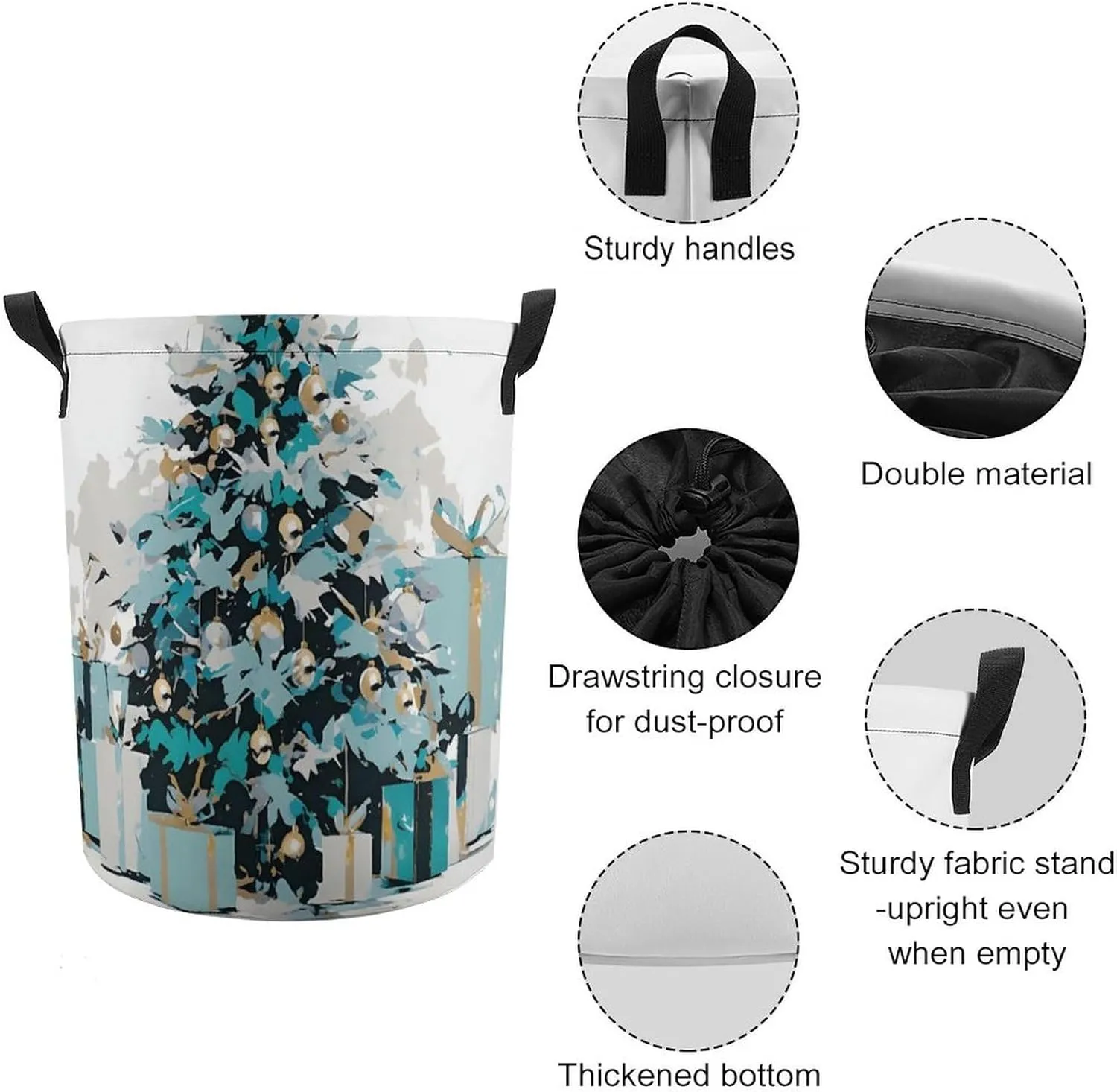 Laundry Hampers, Large Drawstring Laundry Bag, Removable Laundry Bags, Collapsible Storage Bin with Handles for Home Organization, Kids Room, Nursery Plant