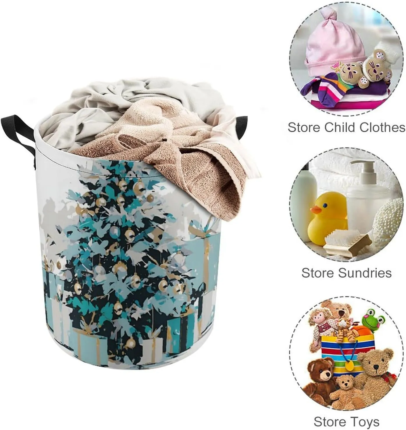 Laundry Hampers, Large Drawstring Laundry Bag, Removable Laundry Bags, Collapsible Storage Bin with Handles for Home Organization, Kids Room, Nursery Plant