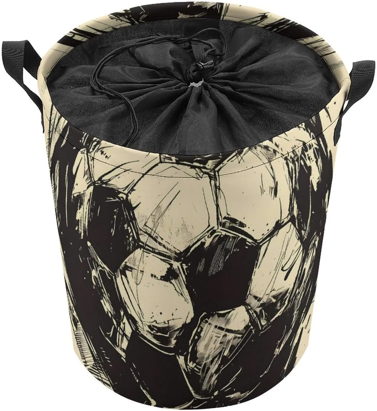 Laundry Hampers, Large Drawstring Laundry Bag, Removable Laundry Bags, Collapsible Storage Bin with Handles for Home Organization, Kids Room, Nursery Soccer Ball