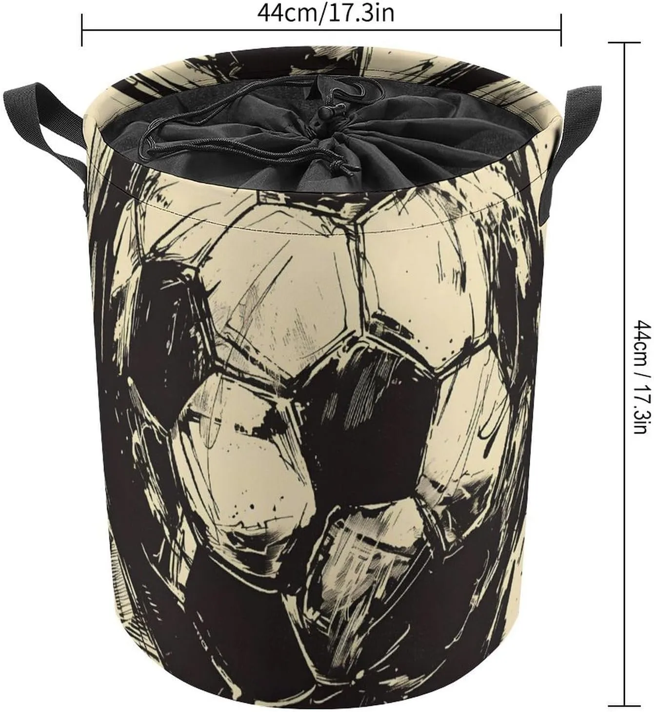 Laundry Hampers, Large Drawstring Laundry Bag, Removable Laundry Bags, Collapsible Storage Bin with Handles for Home Organization, Kids Room, Nursery Soccer Ball