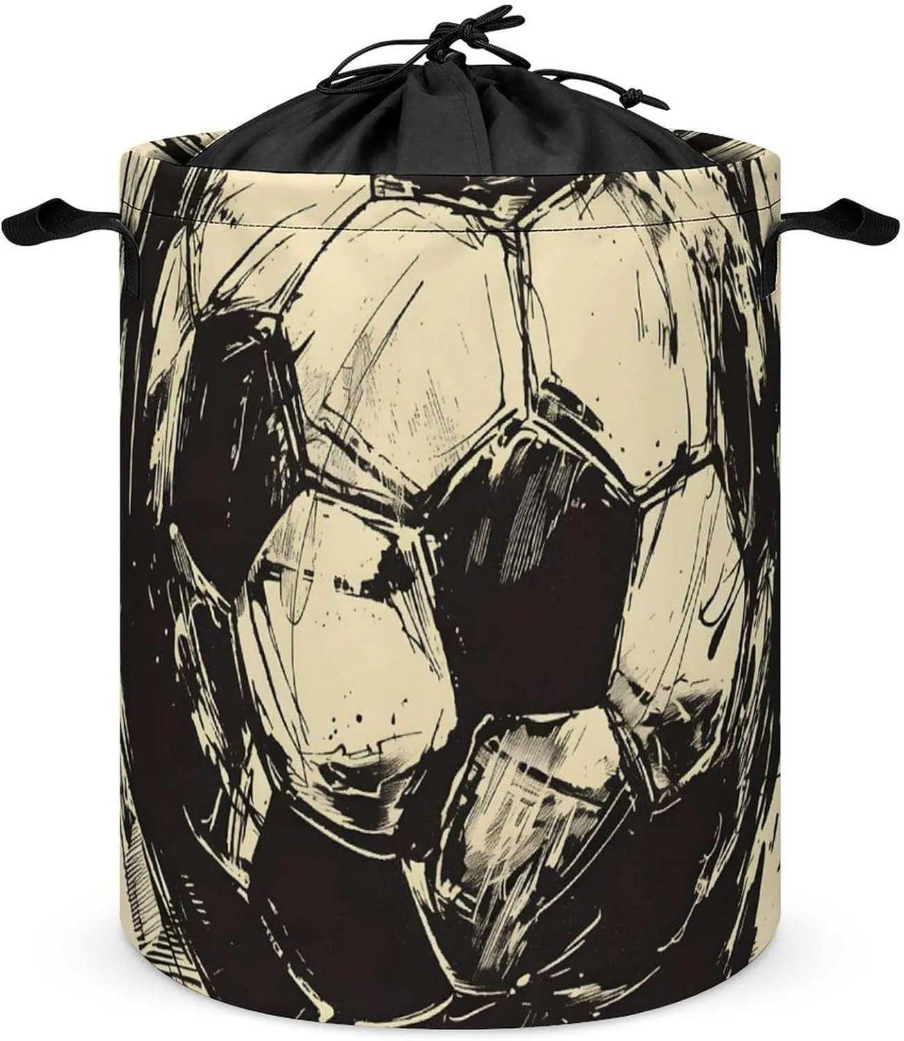 Laundry Hampers, Large Drawstring Laundry Bag, Removable Laundry Bags, Collapsible Storage Bin with Handles for Home Organization, Kids Room, Nursery Soccer Ball