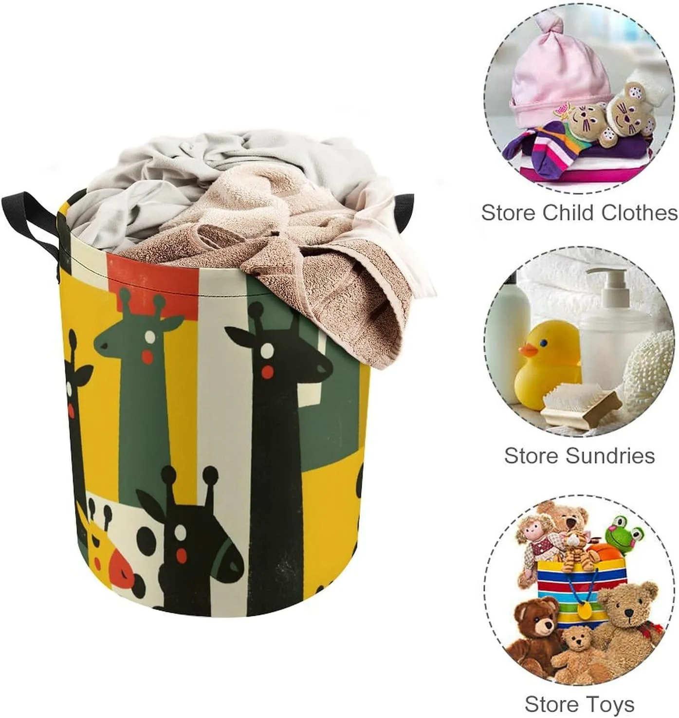 Laundry Hampers, Large Drawstring Laundry Bag, Removable Laundry Bags, Collapsible Storage Bin with Handles for Home Organization, Kids Room, Nursery Vertebrate