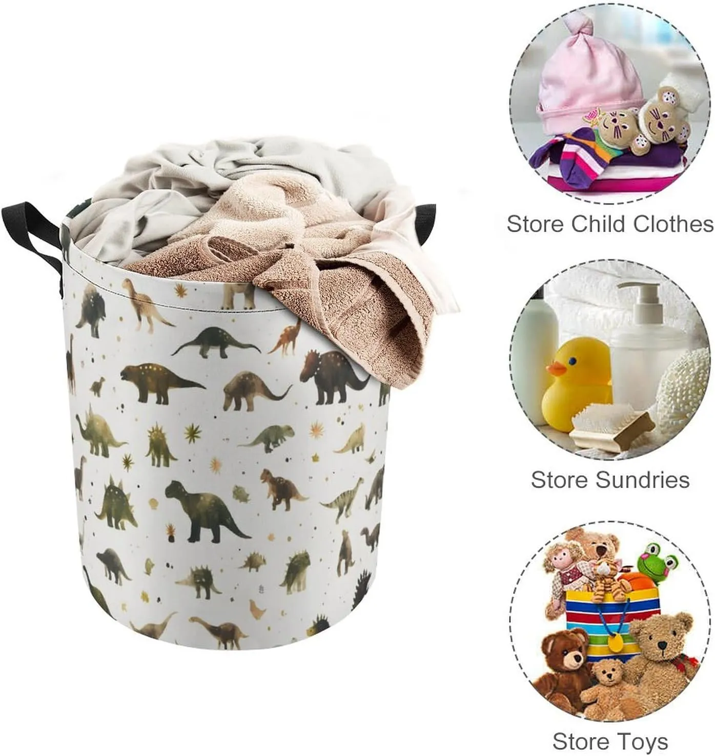 Laundry Hampers, Large Drawstring Laundry Bag, Removable Laundry Bags, Collapsible Storage Bin with Handles for Home Organization, Kids Room, Nursery Vertebrate