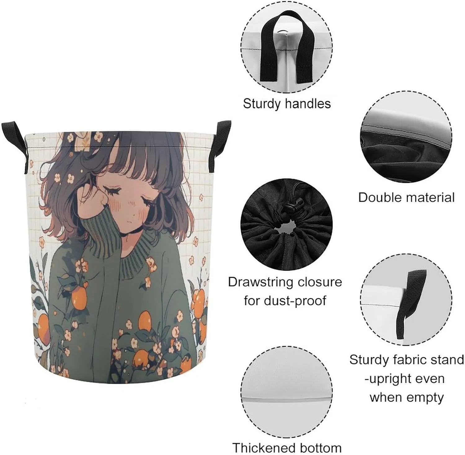 Laundry Hampers, Large Drawstring Laundry Bag, Removable Laundry Bags, Collapsible Storage Bin with Handles for Home Organization, Kids Room, Nursery Vertebrate