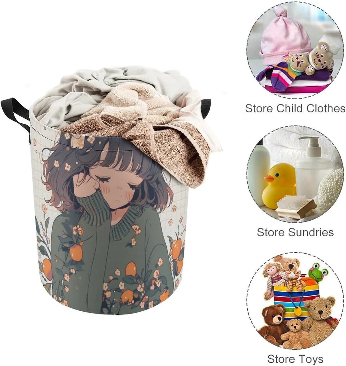 Laundry Hampers, Large Drawstring Laundry Bag, Removable Laundry Bags, Collapsible Storage Bin with Handles for Home Organization, Kids Room, Nursery Vertebrate