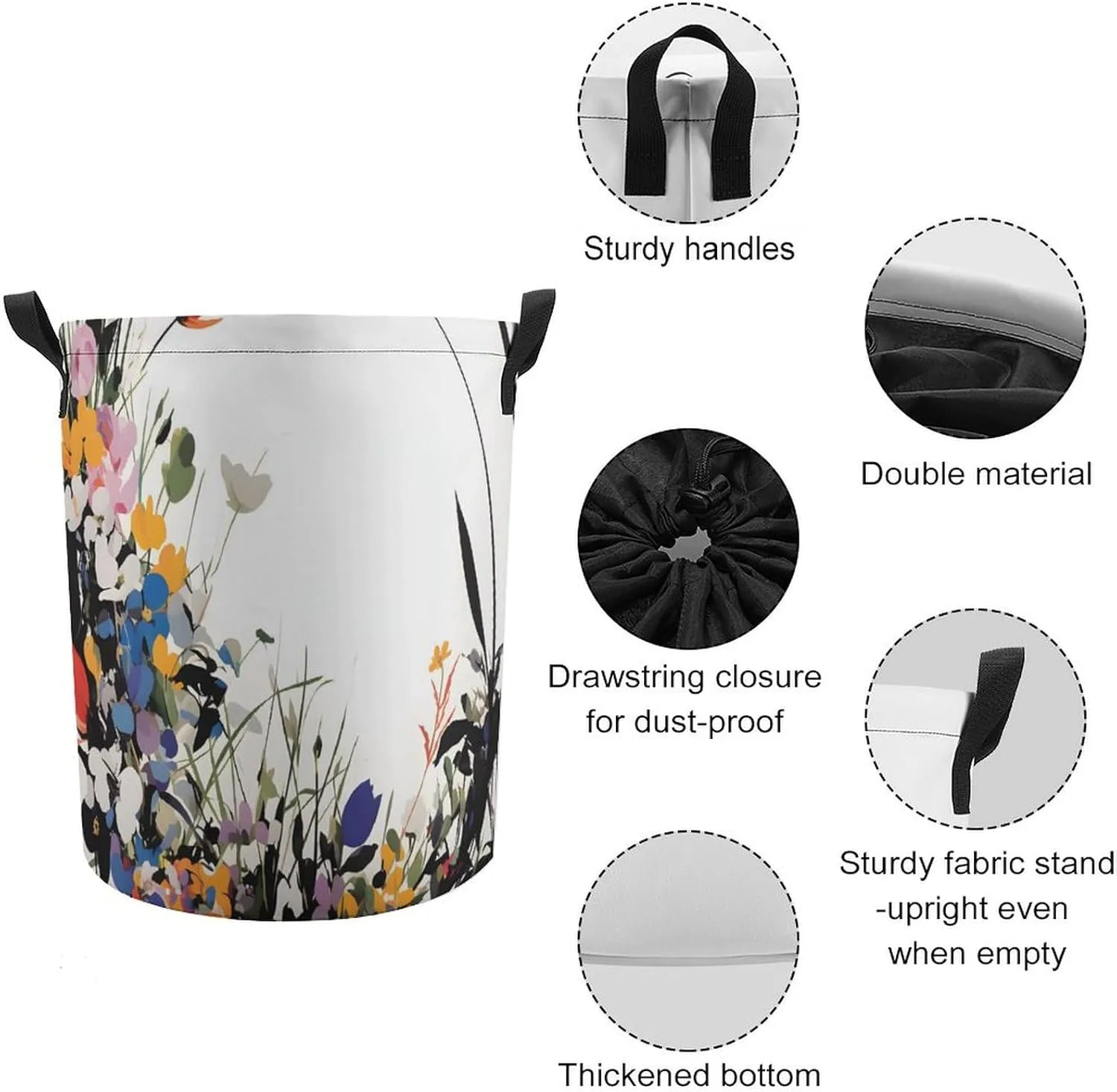 Laundry Hampers, Large Drawstring Laundry Bag, Removable Laundry Bags, Collapsible Storage Bin with Handles for Home Organization, Kids Room, Nursery Vertebrate