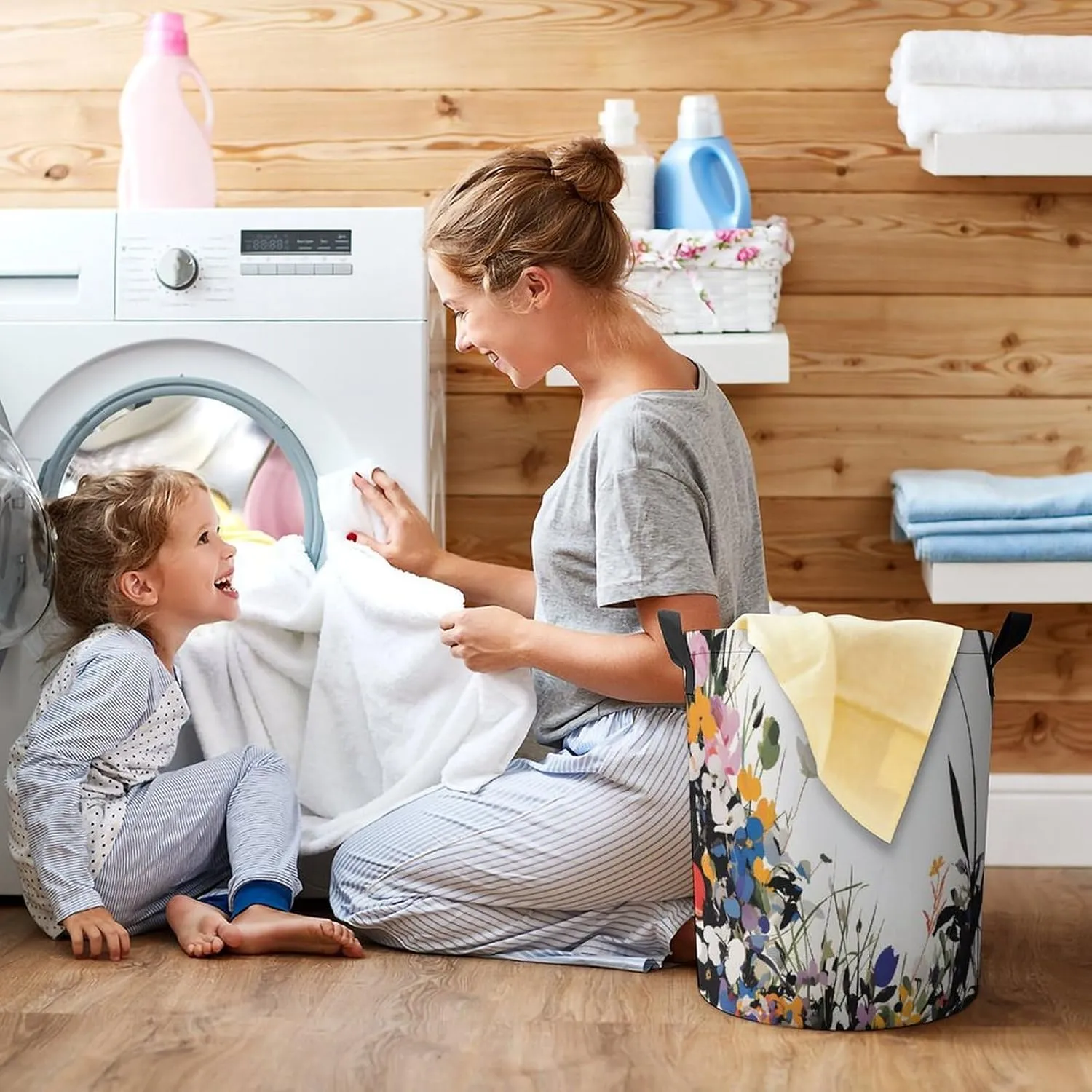 Laundry Hampers, Large Drawstring Laundry Bag, Removable Laundry Bags, Collapsible Storage Bin with Handles for Home Organization, Kids Room, Nursery Vertebrate