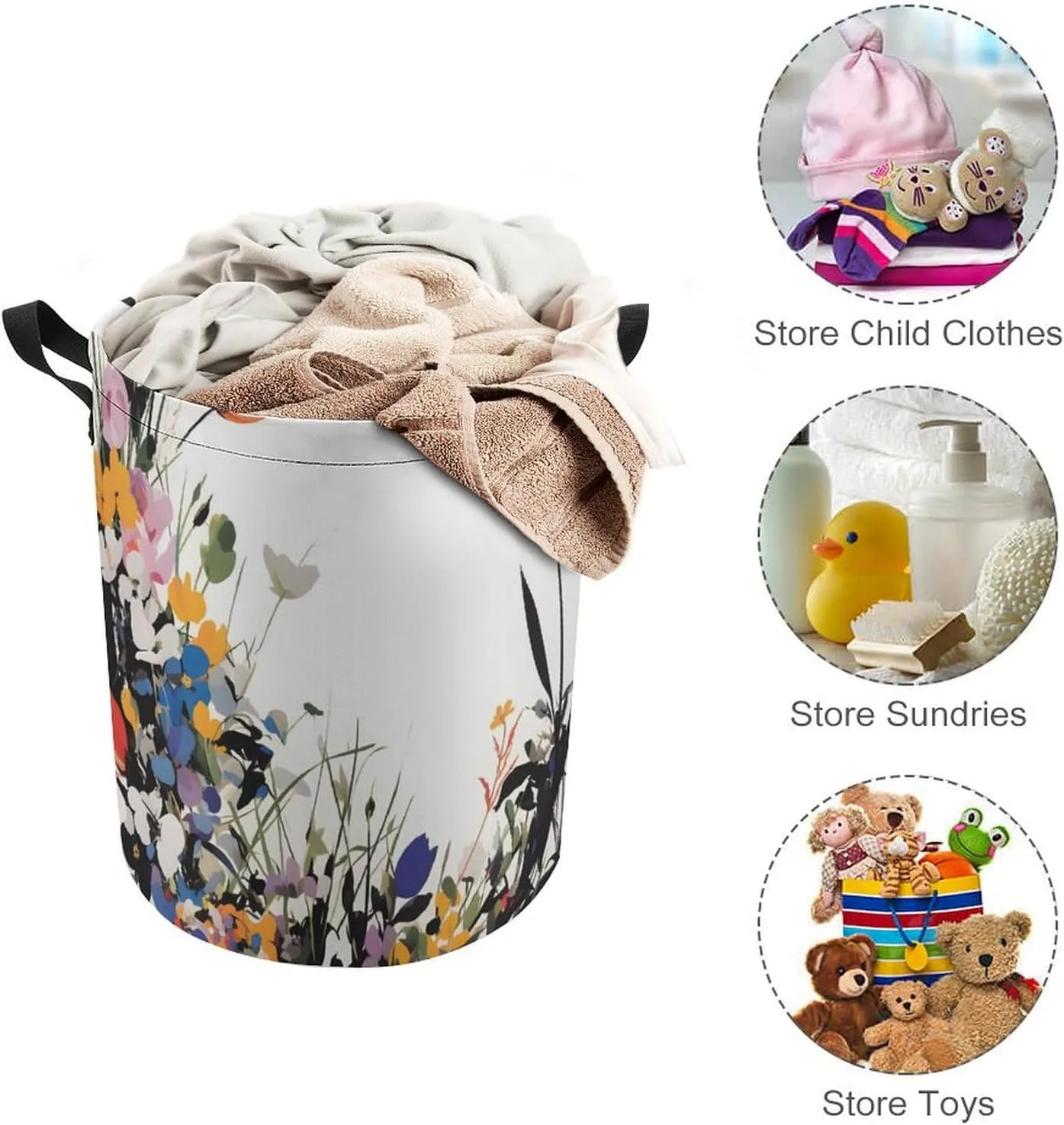 Laundry Hampers, Large Drawstring Laundry Bag, Removable Laundry Bags, Collapsible Storage Bin with Handles for Home Organization, Kids Room, Nursery Vertebrate