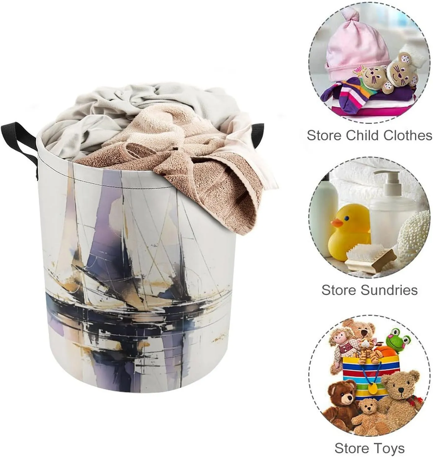 Laundry Hampers, Large Drawstring Laundry Bag, Removable Laundry Bags, Collapsible Storage Bin with Handles for Home Organization, Kids Room, Nursery Water