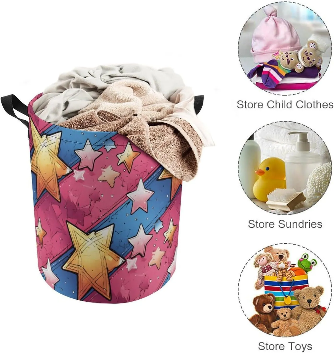 Laundry Hampers, Large Drawstring Laundry Bag, Removable Laundry Bags, Collapsible Storage Bin with Handles for Home Organization, Kids Room, Nursery