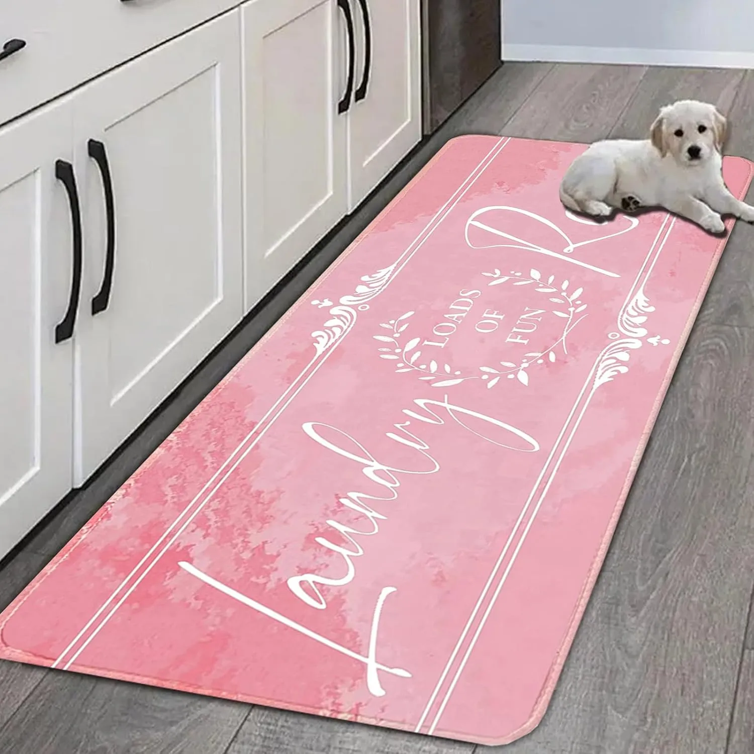 Laundry Room Rug Runner, Non Slip Laundry Rugs Kitchen mat Machine Washable Text Design mats Waterproof Mudroom Floor Carpet Stylish Versatile Farmhouse Decor