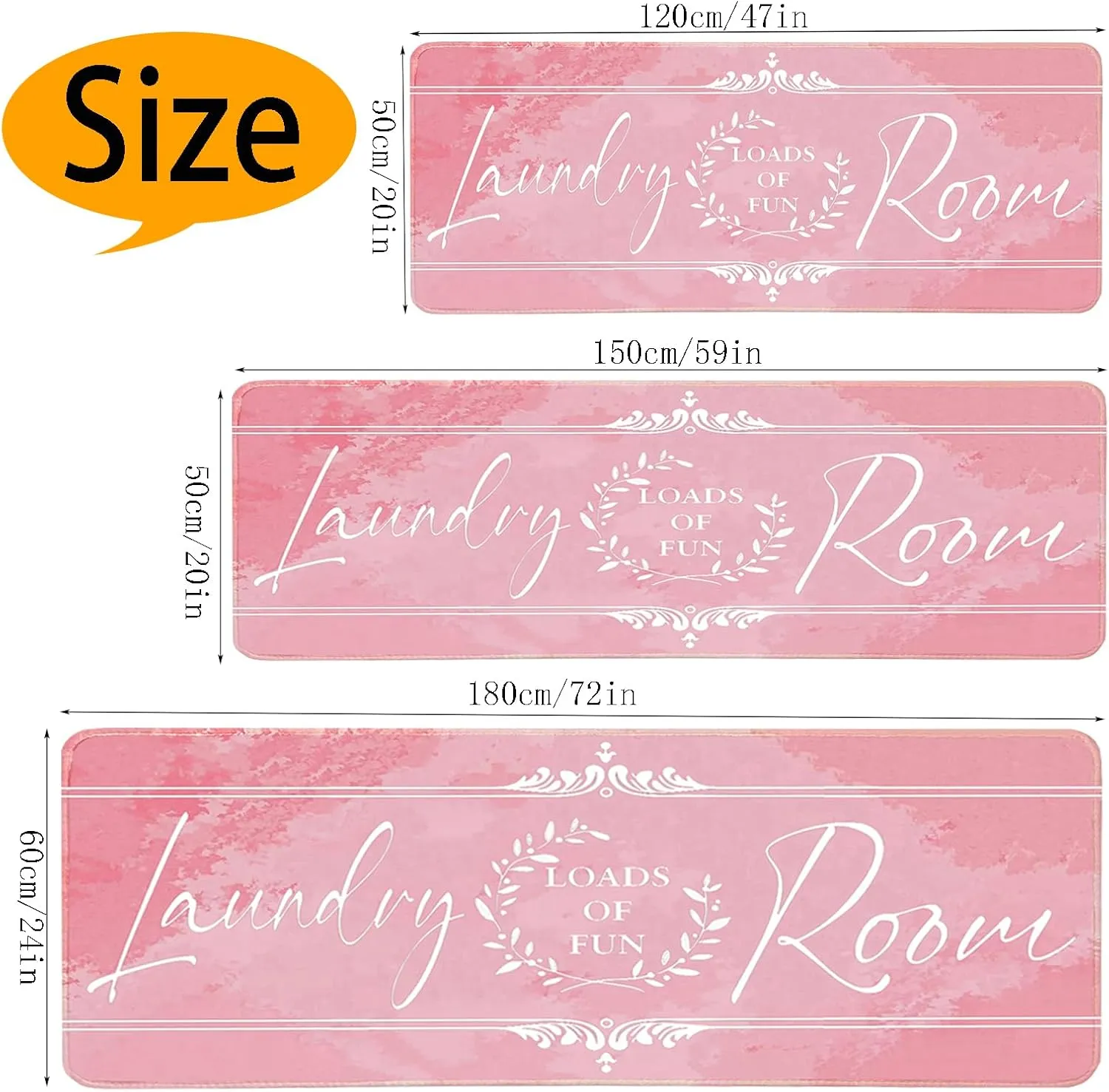Laundry Room Rug Runner, Non Slip Laundry Rugs Kitchen mat Machine Washable Text Design mats Waterproof Mudroom Floor Carpet Stylish Versatile Farmhouse Decor