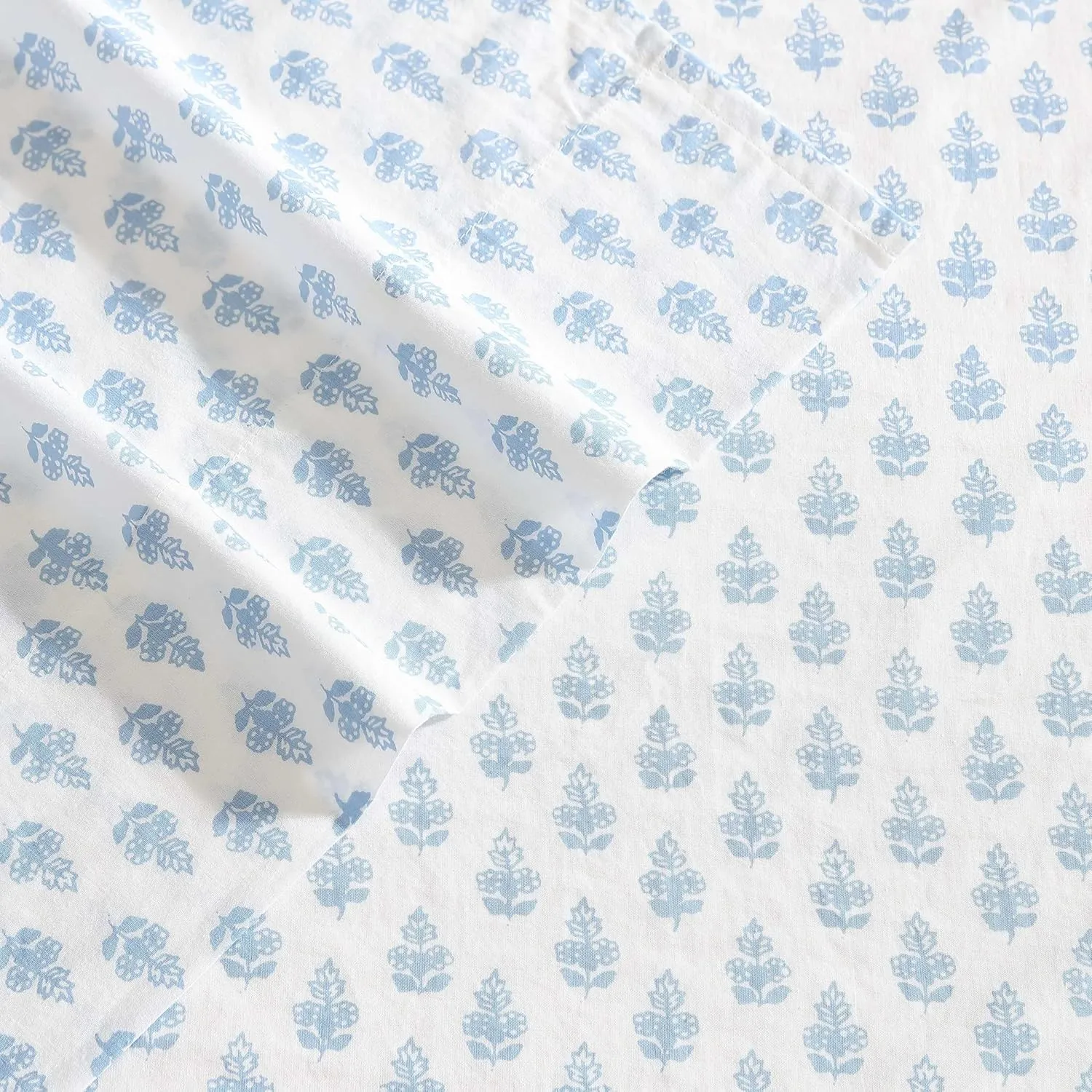 Laura Ashley - Queen Sheets, Cotton Percale Bedding Set, Lightweight & Breathable Home Decor (Francesca Blue, Queen)