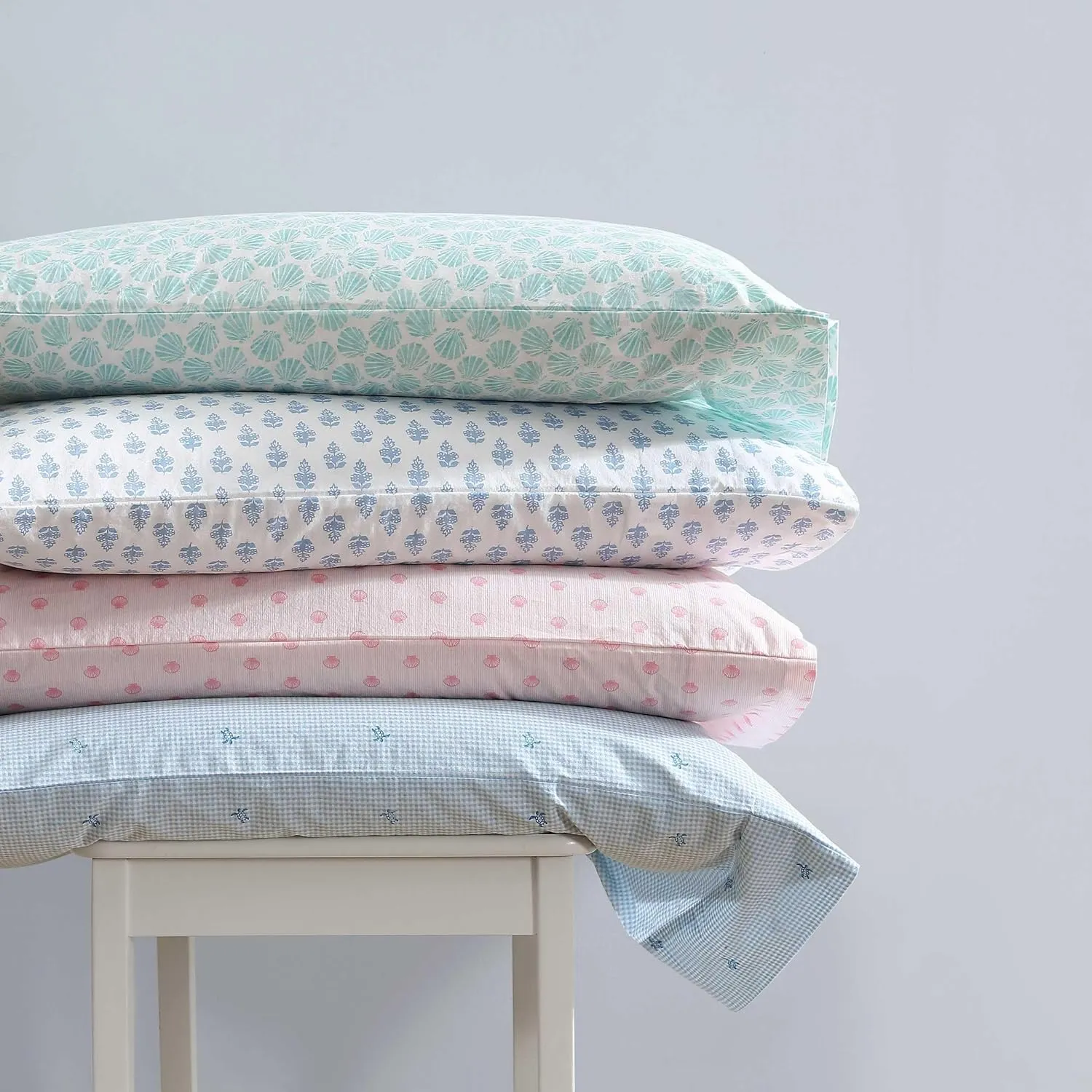 Laura Ashley - Queen Sheets, Cotton Percale Bedding Set, Lightweight & Breathable Home Decor (Francesca Blue, Queen)