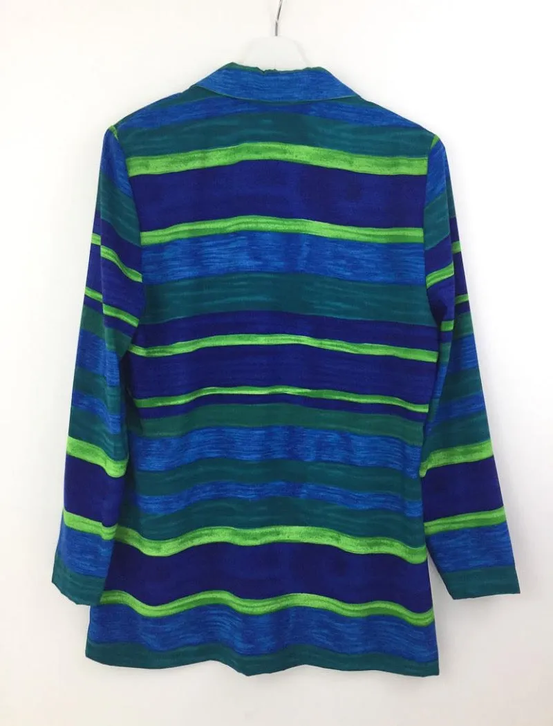 Lightweight colourful striped blue & green blazer jacket