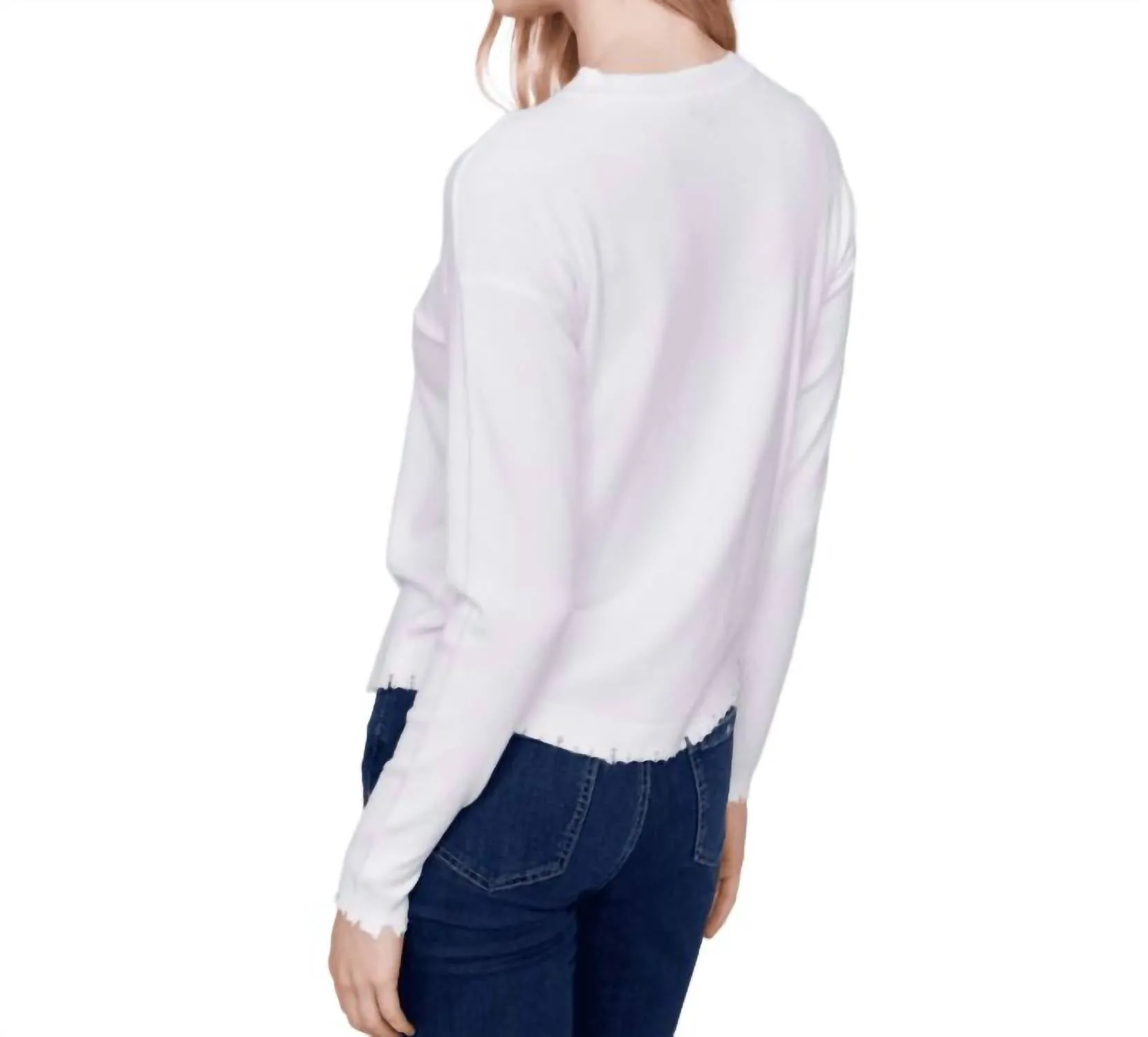 Lightweight With Raw Edges Sweater In Cream