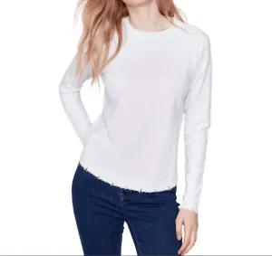 Lightweight With Raw Edges Sweater In Cream