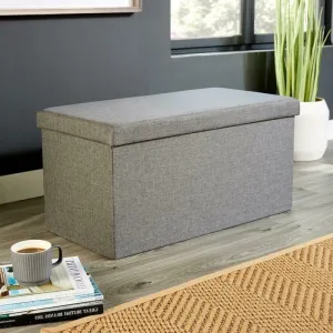 Linen Fabric Grey Foldable Storage Box