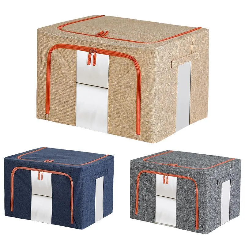 Linen Large Capacity Foldable Storage Box Organizer 3 Colors 1 PCS