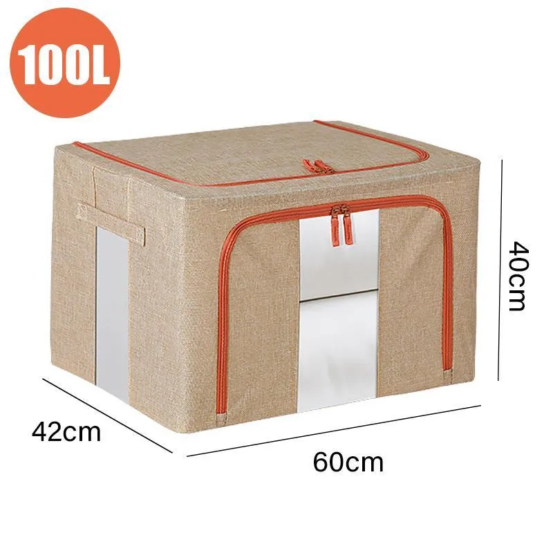 Linen Large Capacity Foldable Storage Box Organizer 3 Colors 1 PCS