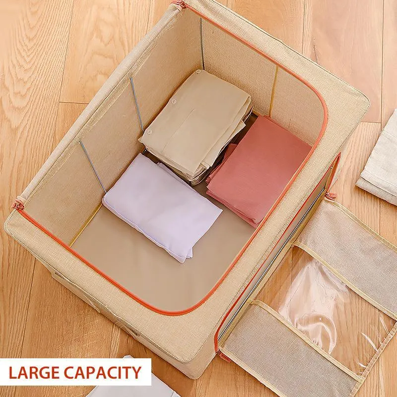 Linen Large Capacity Foldable Storage Box Organizer 3 Colors 1 PCS