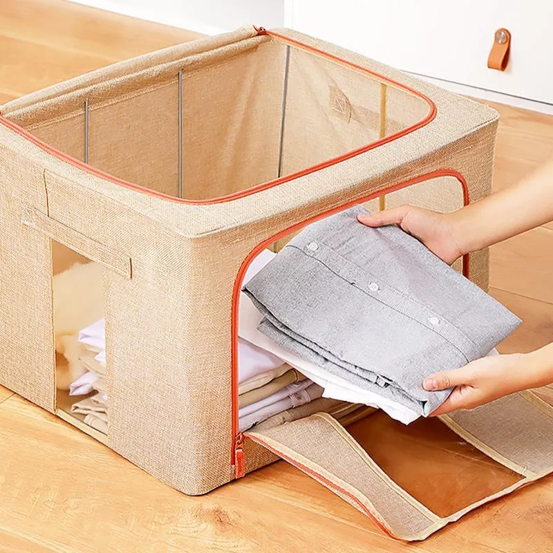 Linen Large Capacity Foldable Storage Box Organizer 3 Colors 1 PCS