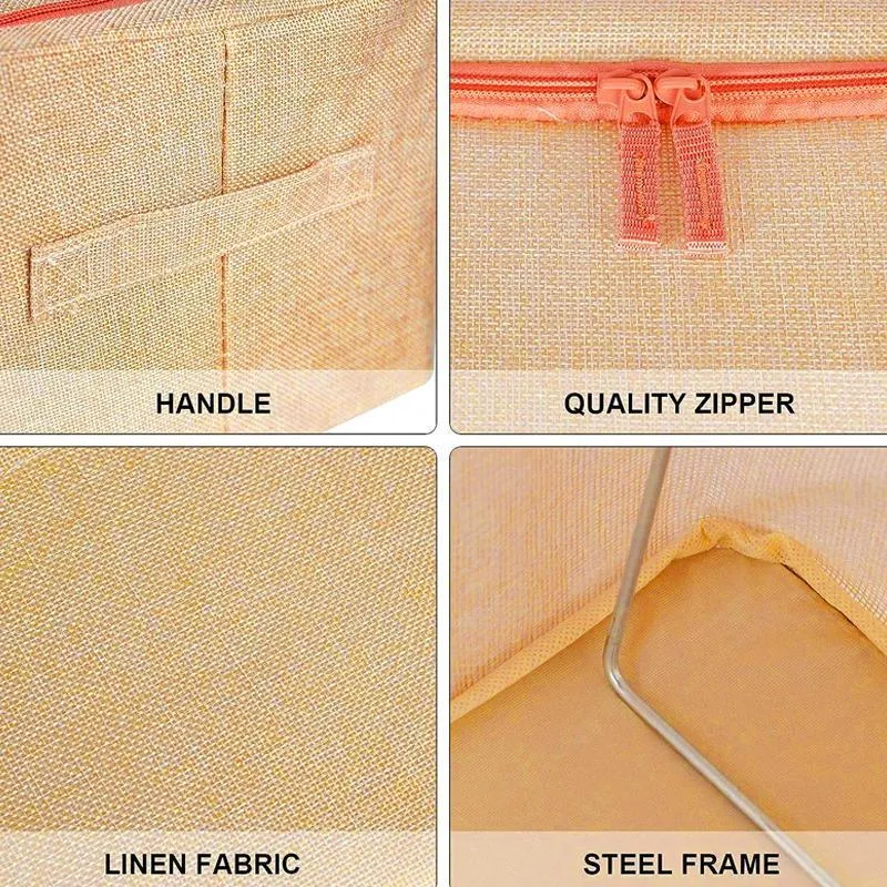Linen Large Capacity Foldable Storage Box Organizer 3 Colors 1 PCS
