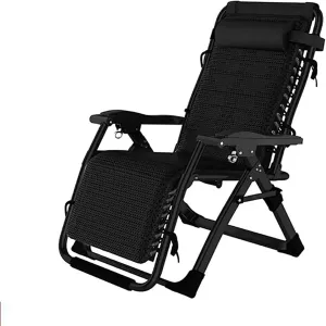 Lounge Chair, Beach Chair Bed with Lounger Outdoor Folding Recliner Chair with Headrest Adjustable Back Lightweight Folding Lounger Simple Alloy Lock