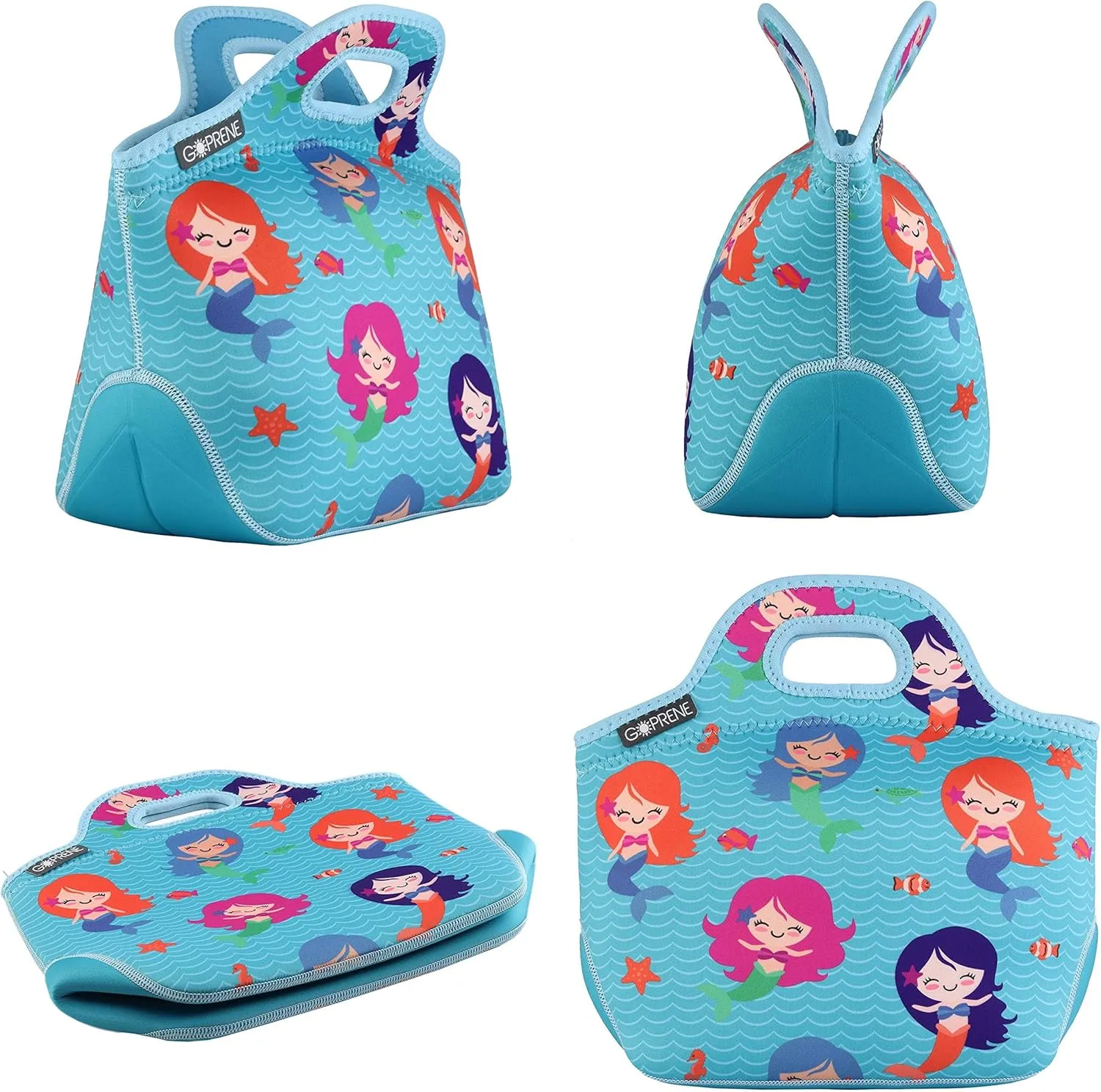 Lunch Bag For Girls, Fits A Kids Lunch Box, Insulated Neoprene Bag, Cute Little Mermaid, Bento Box and Thermos Fit Easily, Keeps Food Cold 4 Hours, Perfect For Your Daughter, Girl, or Toddler